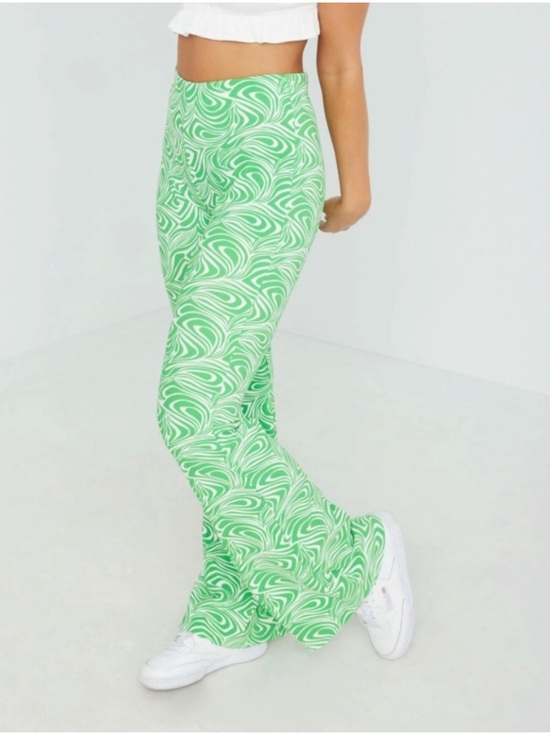 Garage Pants - Garage Odessa Green Retro Swirl Flare Pants Size Medium Vintage-inspired 70’s
